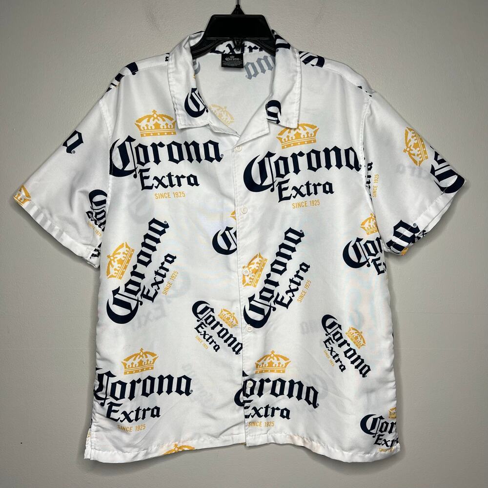 Corona Extra Shirt Men's L‎ Button Down Logo Collared Summer Lightweight Beer